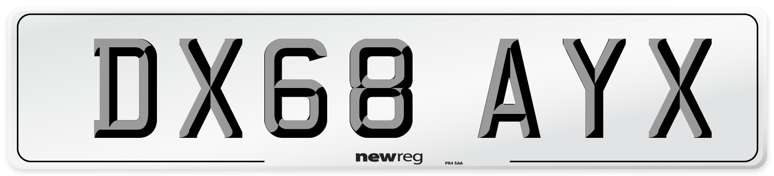 DX68 AYX Number Plate from New Reg